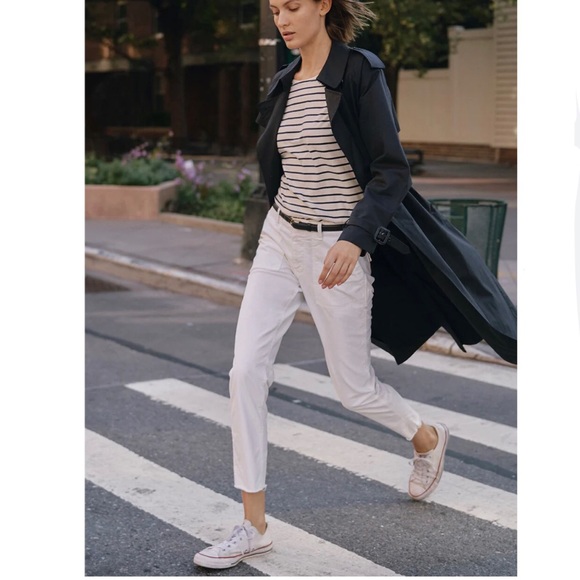 Nili Lotan Jenna Slim Cotton Pant in White/Eggshell Size 0 - Picture 1 of 12